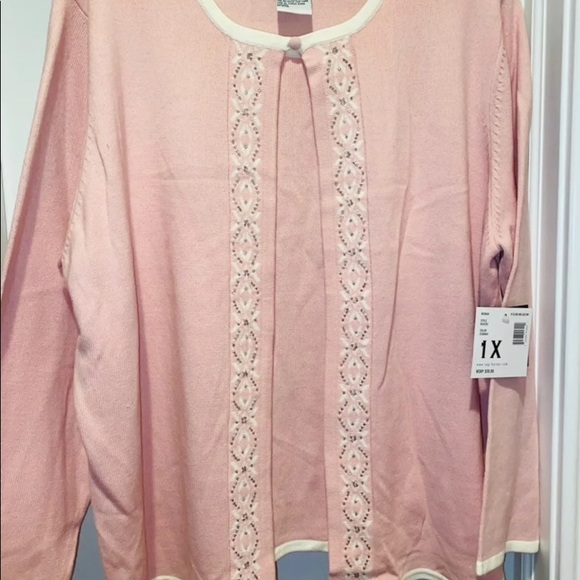 NEW GORGEOUS PINK/WHITE PLUS SIZE 1X SWEATER❣️ - Picture 4 of 6